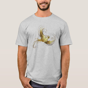 Camiseta Pássaro ouro sobre fundo preto
