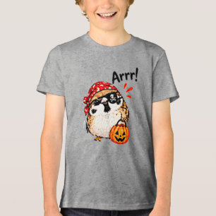 Camiseta Pássaro Passarinho Chibi Fofo Pirata do Halloween