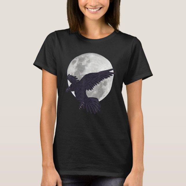 Camiseta Pássaro-Pássaro-Pássaro-da-Noite Cheia-Lua-Bla (Frente)