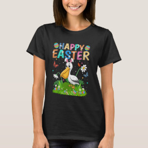 Camiseta Pássaro Pelicano Feliz Páscoa Caça aos Ovos Orelha