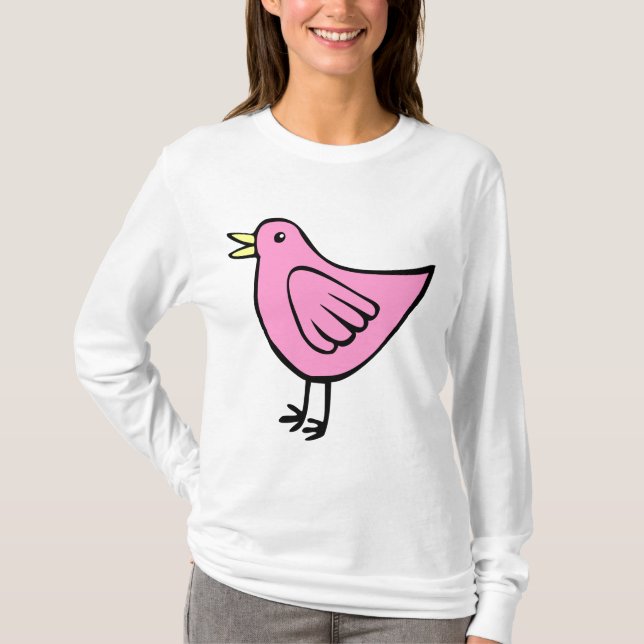 Camiseta Pássaro Pequeno - Rosa (Frente)