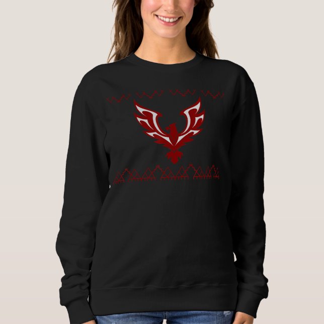 Camiseta Pássaro Phoenix Em Vermelho Com Fronteira Nativa (Frente)