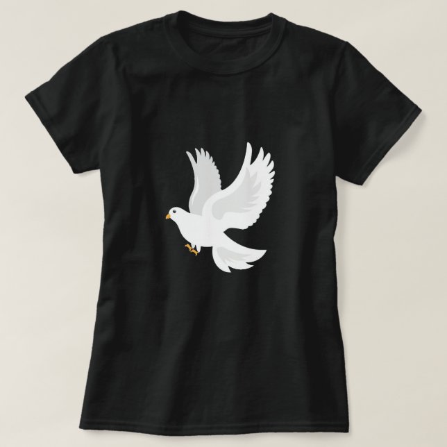 Camiseta Pássaro pomba branco na cinza (Frente do Design)