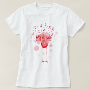 Camiseta Pássaro rosa Flamingo Sensibilização para o Cancer