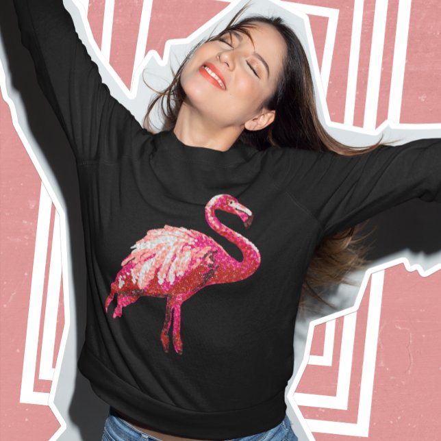 Camiseta Pássaro Rosa Tropical Flamingo, Impresso, em Sequê (Criador carregado)