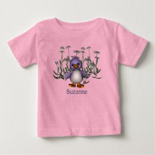 Camiseta Pássaro Roxo E Margaridas Personalizado