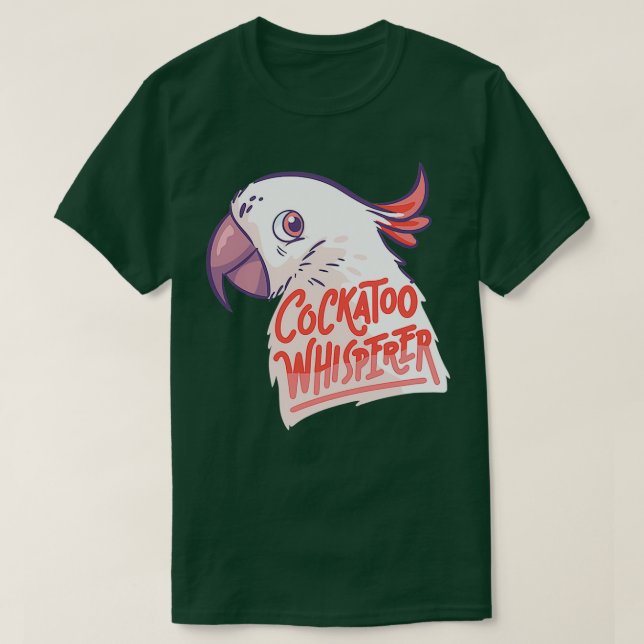 Camiseta Pássaro Sussuro do Cockatoo de Papagaio Exótico (Frente do Design)