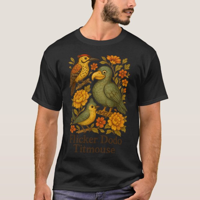 Camiseta Pássaro Sutil Anti-Trump Bird Flicker Dodo Titmous (Frente)