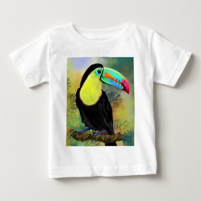Camiseta Pássaro Toco Tropical Exótico - Pintura Migrada (Frente)