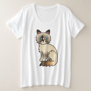 Camiseta Pássaro Tortoisinferno / Gato de Cartoon Ragdoll