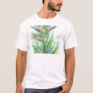Camiseta Pássaro tropical da flor da pintura do paraíso -