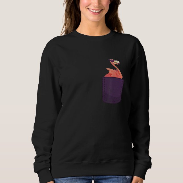 Camiseta Pássaro Tropical Pocket Rosa Flamingo (Frente)