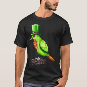 Camiseta Pássaro Verde Com Chapéu De Leprechaun No Dia de S