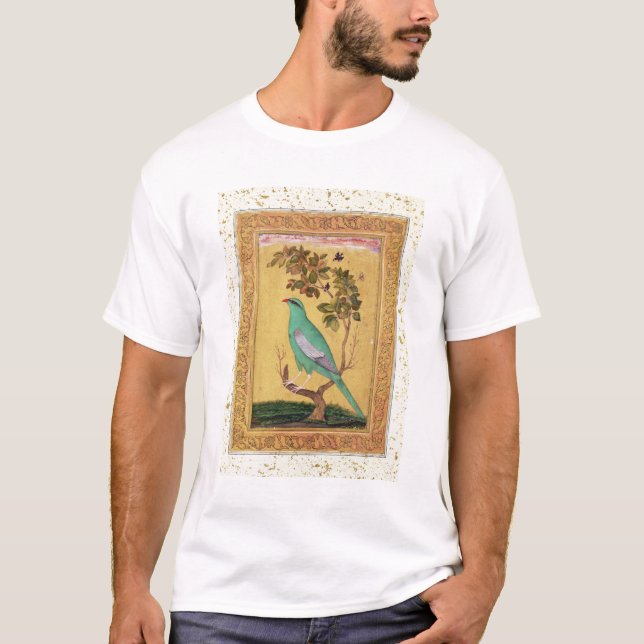 Camiseta Pássaro verde, Mughal (gouache no papel) (Frente)
