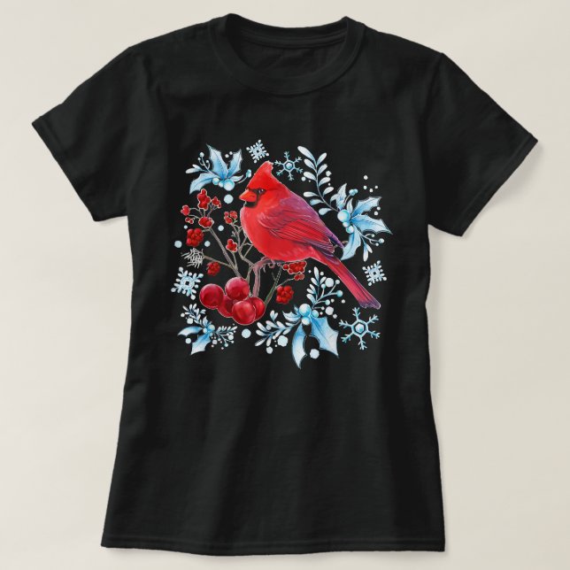 Camiseta Pássaro Vermelho Cardinho Aproxima-se de Aniversár (Frente do Design)