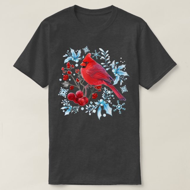 Camiseta Pássaro Vermelho Cardinho Aproxima-se de Aniversár (Frente do Design)