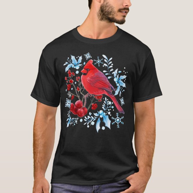 Camiseta Pássaro Vermelho Cardinho Aproxima-se de Aniversár (Frente)