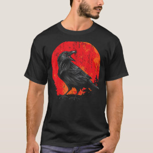 Camiseta Pássaro Vermelho Lua Negra Negra Negra Negra