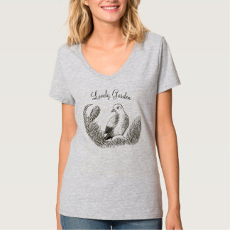 Camiseta Pássaro Vintage Garden - Floral Monocromático Eleg