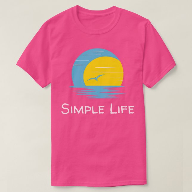 Camiseta Pássaro voador de vida simples no pôr do sol (Frente do Design)