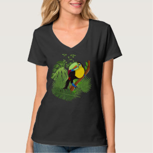 Camiseta Pássaro Zoológico das Folhas Tropicais é um toco e