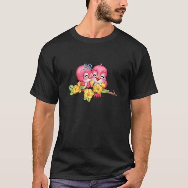 Camiseta Pássaros Adorobale Flores Roupas para Meninas Teen (Frente)