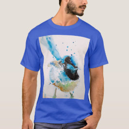 Camiseta Pássaros australianos pintados por aquarela azul