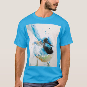 Camiseta Pássaros australianos pintados por aquarela azul