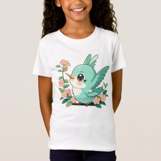 Camiseta Pássaros Bebês Com Sua Flor