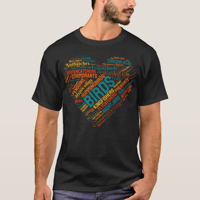 Camiseta Pássaros com presentes de coração (Frente)