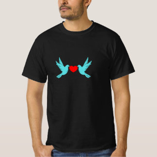 Camiseta Pássaros de Amor Coração Vermelho Desenho Romântic