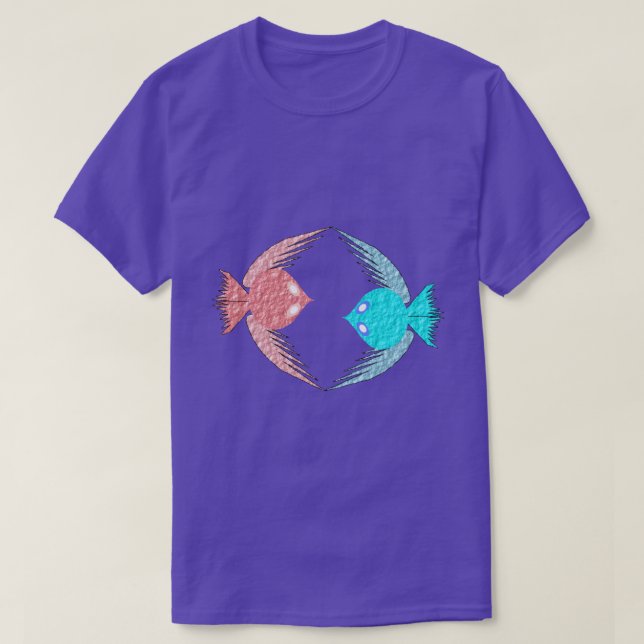 Camiseta Pássaros de Amor, Rosa e Azul (Frente do Design)