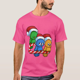 Camiseta Pássaros de Natal Amigos do Candy Cane