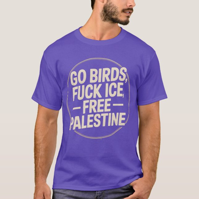 Camiseta pássaros de palestina livre ICE (Frente)