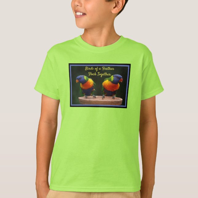 Camiseta Pássaros de um bando de penas juntos, Lorikeet (Frente)