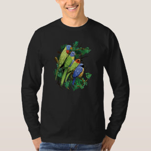 Camiseta Pássaros do Jardim Biólogo Azul Canções da Naturez