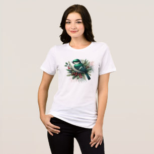 Camiseta Pássaros e Galhos Verde Esmeralda