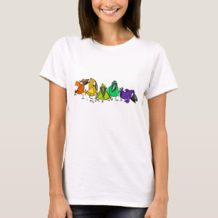 Camiseta Pássaros Engraçados Coloridos - Pintura