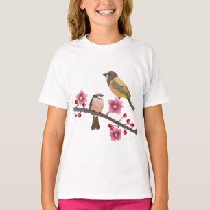 Camiseta Pássaros, Flores, Animais