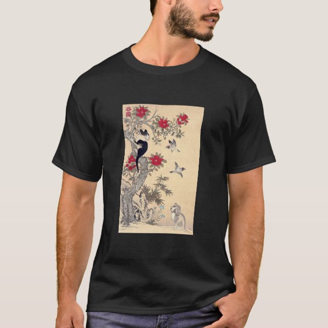 Camiseta Pássaros, Gato e Cão, Itō Jakuchu (Frente)