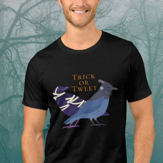 Camiseta Pássaros Halloween Truque ou Tweet