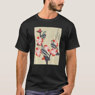 Camiseta Pássaros Japoneses Em Estética De Pêssego
