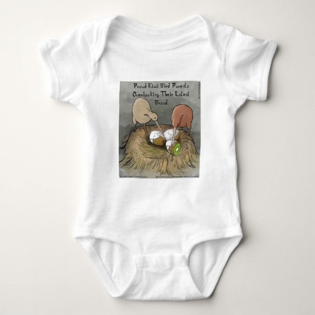 Camiseta Pássaros Kiwi Engraçados Cuidando de sua Fruta (Frente)