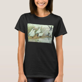Camiseta Pássaros Litorâneos Antigos em uma Marisma por Lou