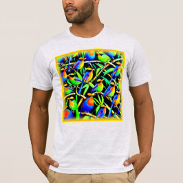 Camiseta Pássaros Na Pintura De Árvores. Comprar Agora