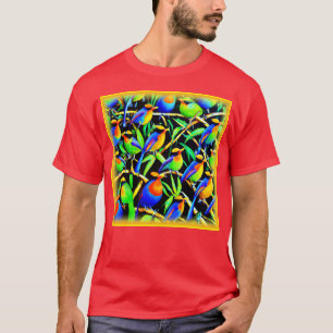 Camiseta Pássaros Na Pintura De Árvores. Comprar Agora