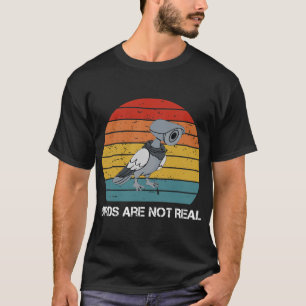 Camiseta Pássaros não são verdadeiros retro-curiosos Pá
