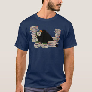 Camiseta Pássaros negros e livros lendo pássaros observando