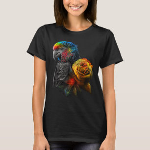 Camiseta Pássaros-Pássaros - Flores de Arte Coloridas