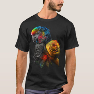 Camiseta Pássaros-Pássaros - Flores de Arte Coloridas
